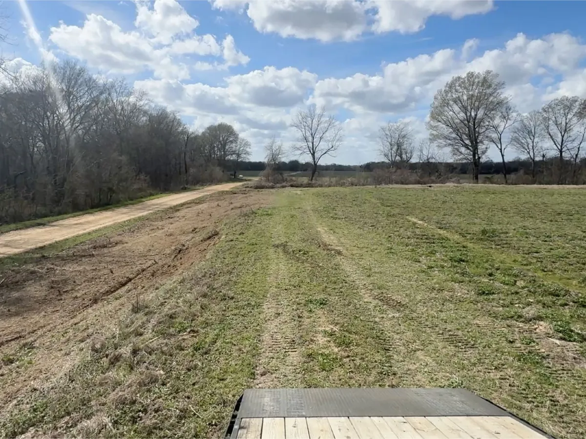 Mowed lane through a field on hunting land near Rayville, LA